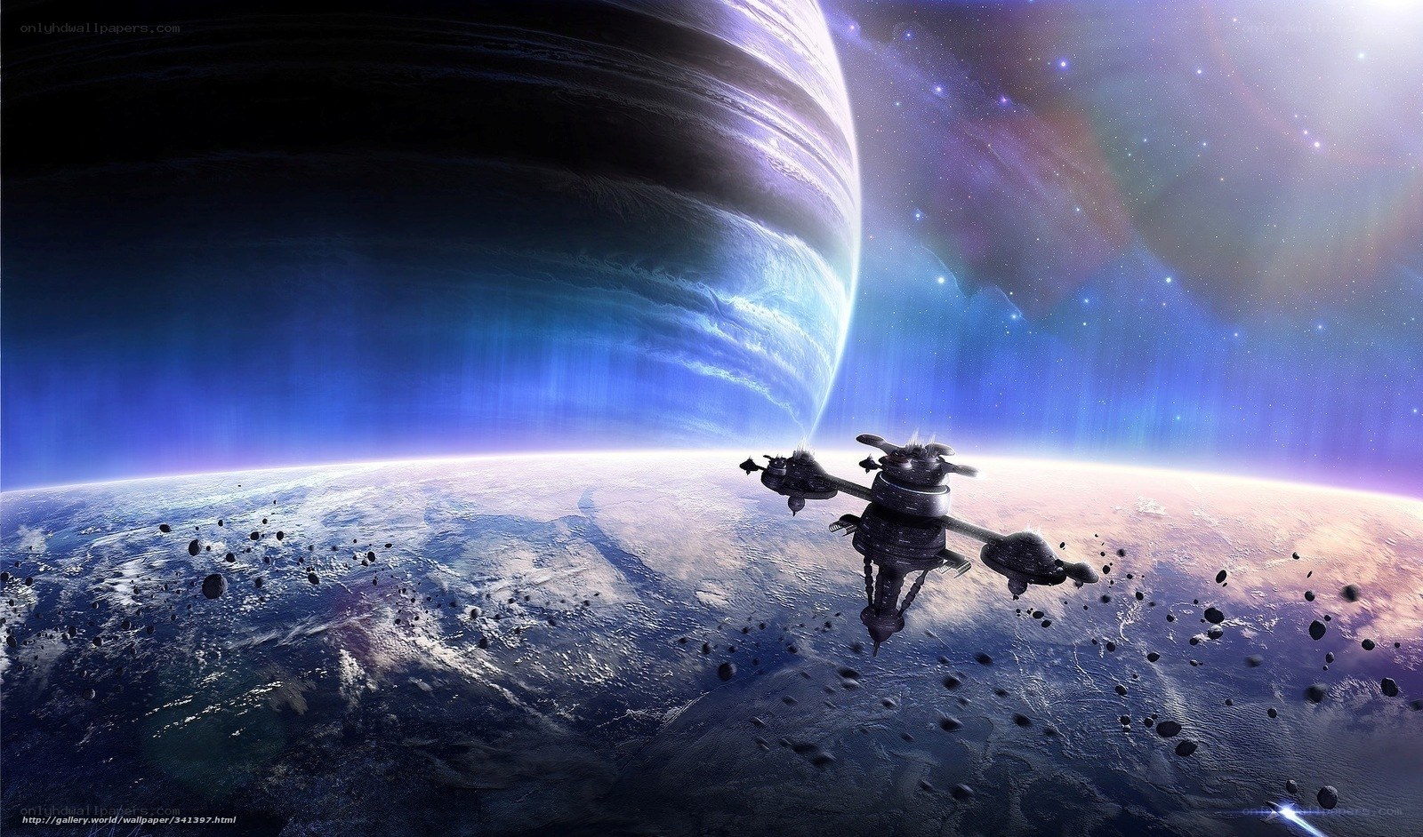 Spacecraft near alien planet