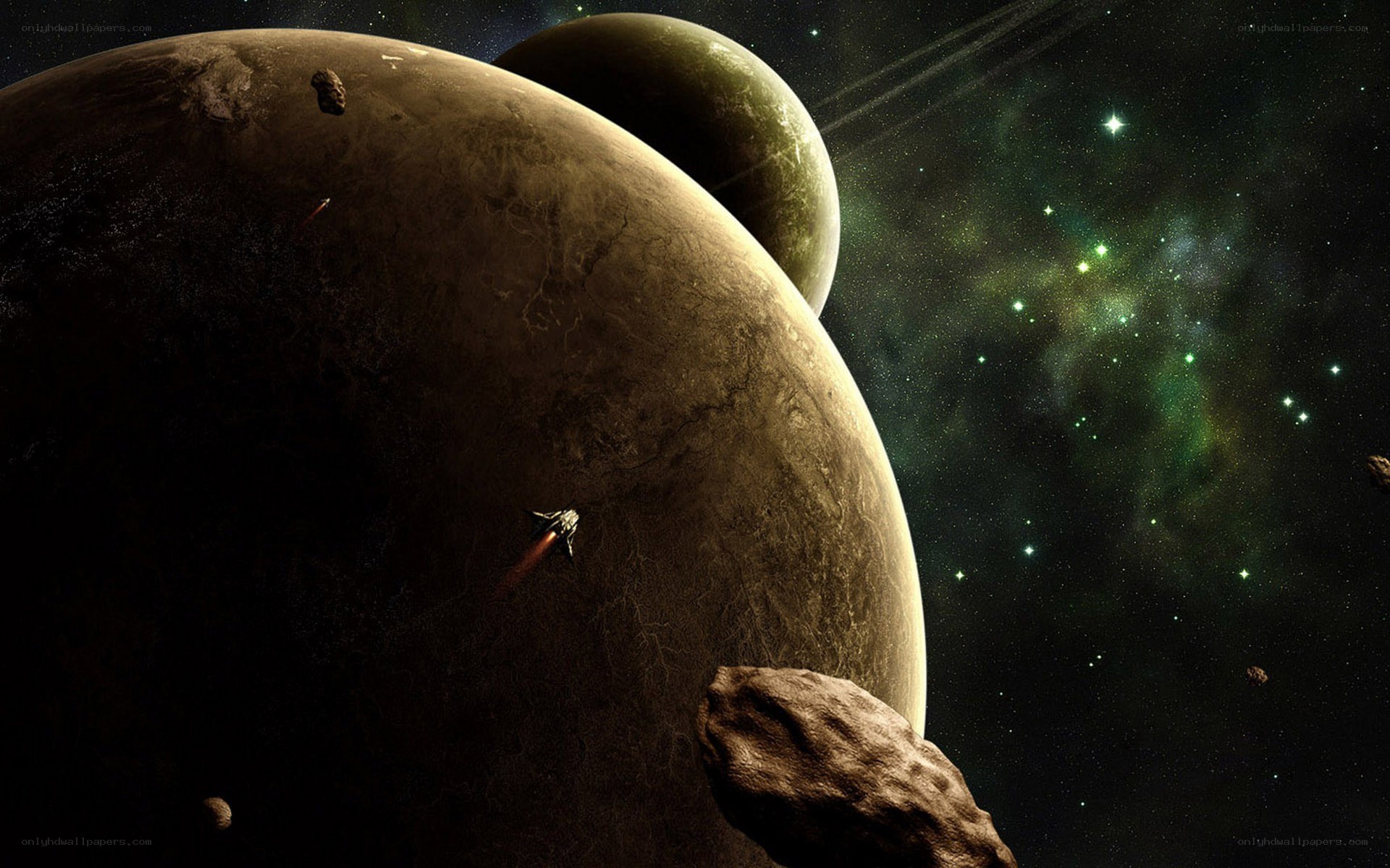 Spacecraft near alien planets