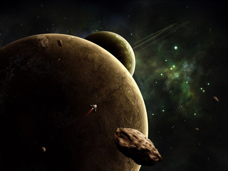 Spacecraft near alien planets