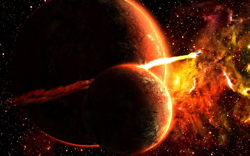spacecraft near alien planets