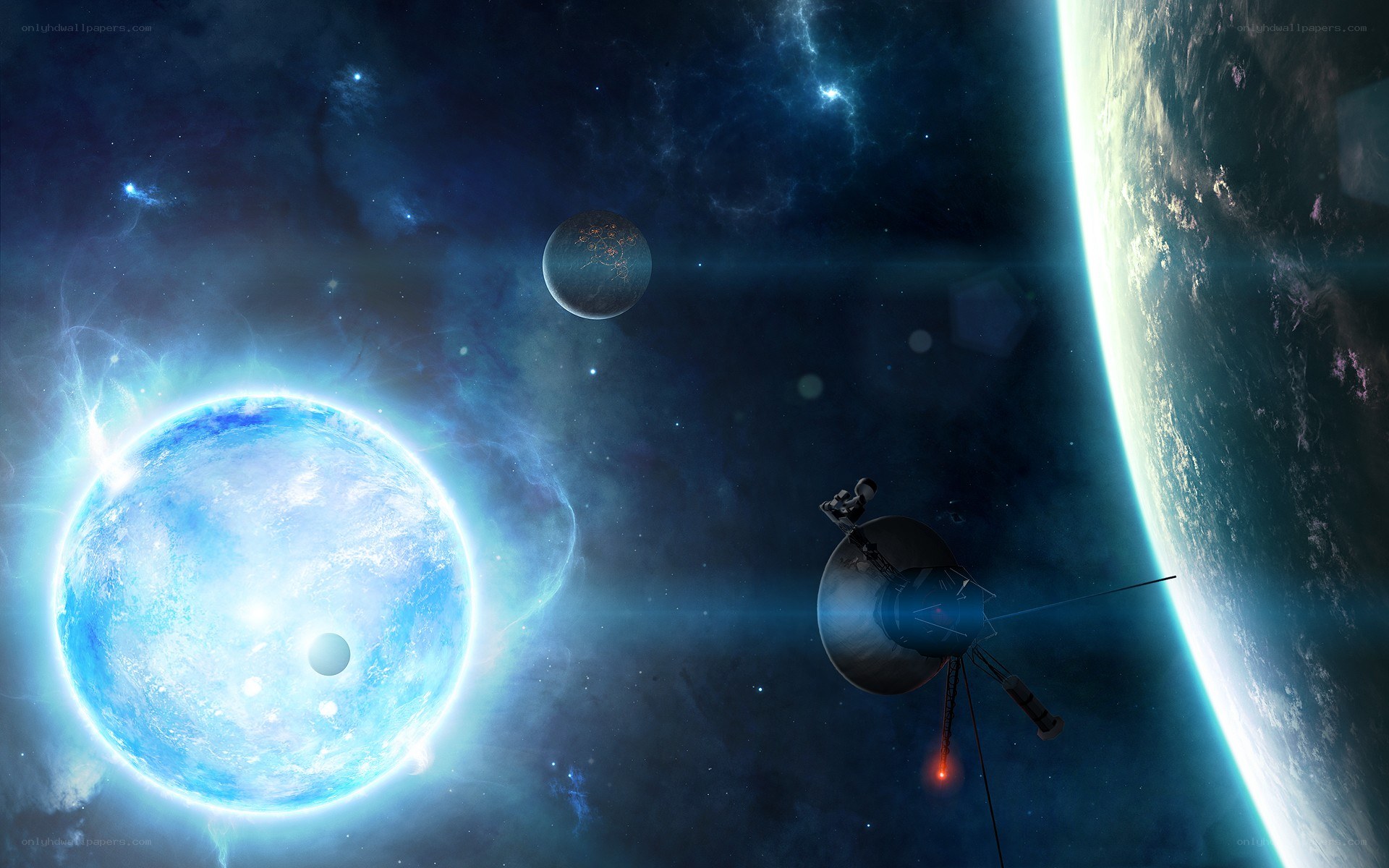 Spacecraft near alien planets