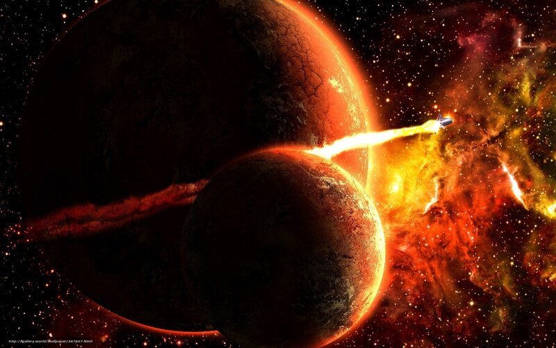 Spacecraft near alien planets