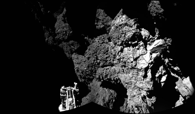 Spacecraft Near Asteroid — Black