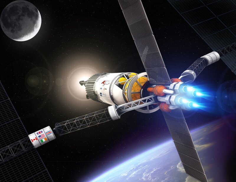 Spacecraft near Earth and Moon