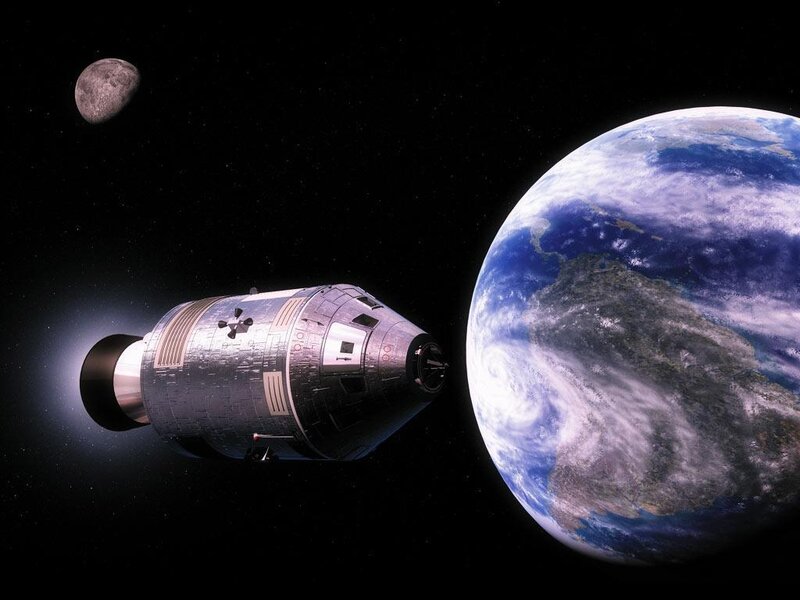Spacecraft near Earth and Moon