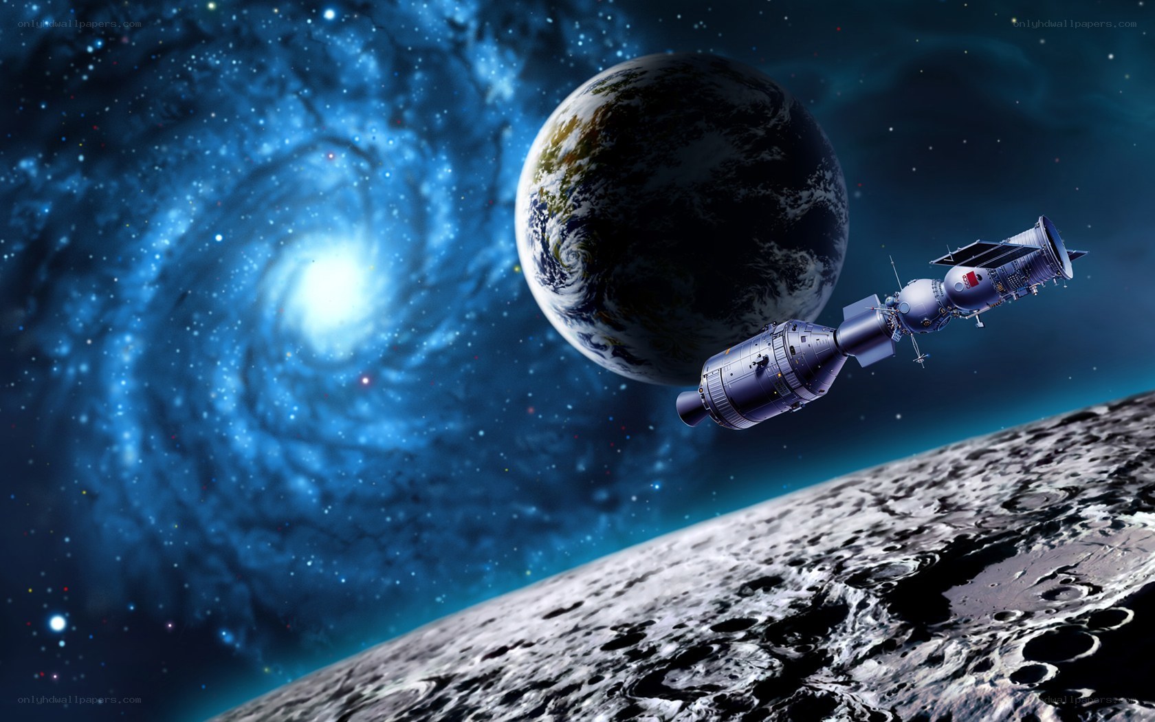 Spacecraft near Earth and Moon