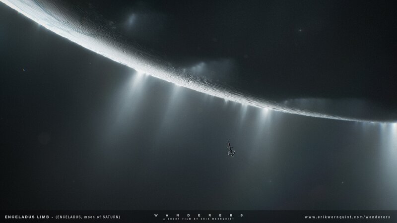 Spacecraft Near Enceladus — Black