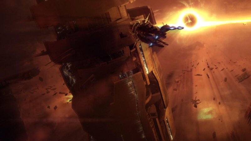 spacecraft near exploding star