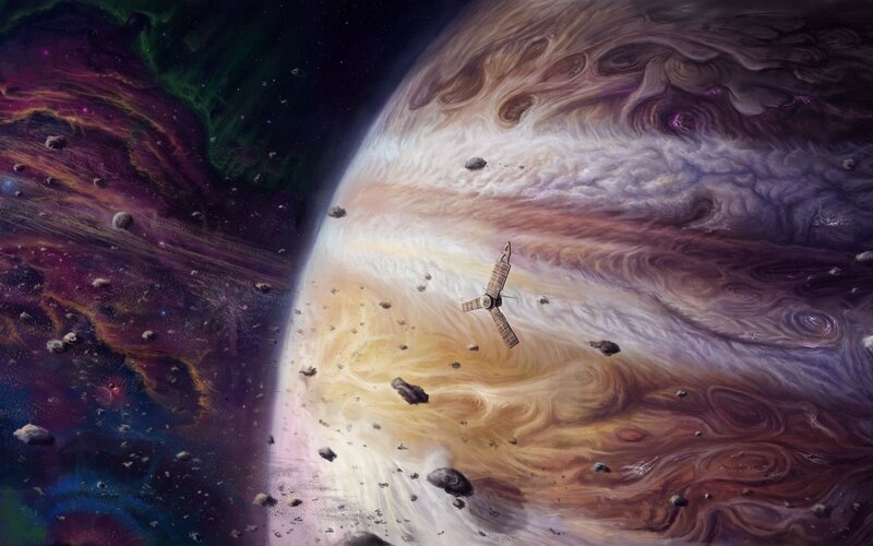 Spacecraft Near Gas Giant — Purple