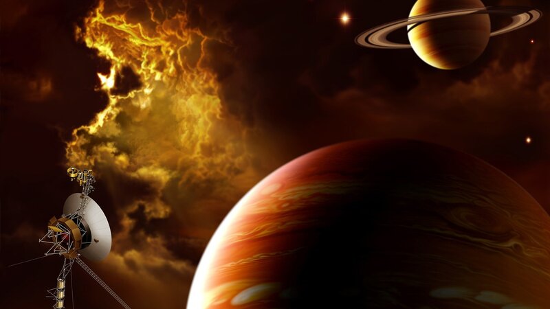Spacecraft Near Gas Giants — Orange