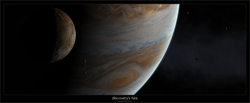 Spacecraft Near Jupiter — Black, Dramatic, Night, Digital Art