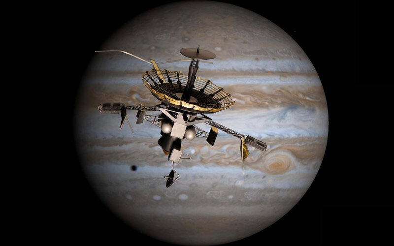 Spacecraft Near Jupiter — Brown, Dramatic, 3d Render