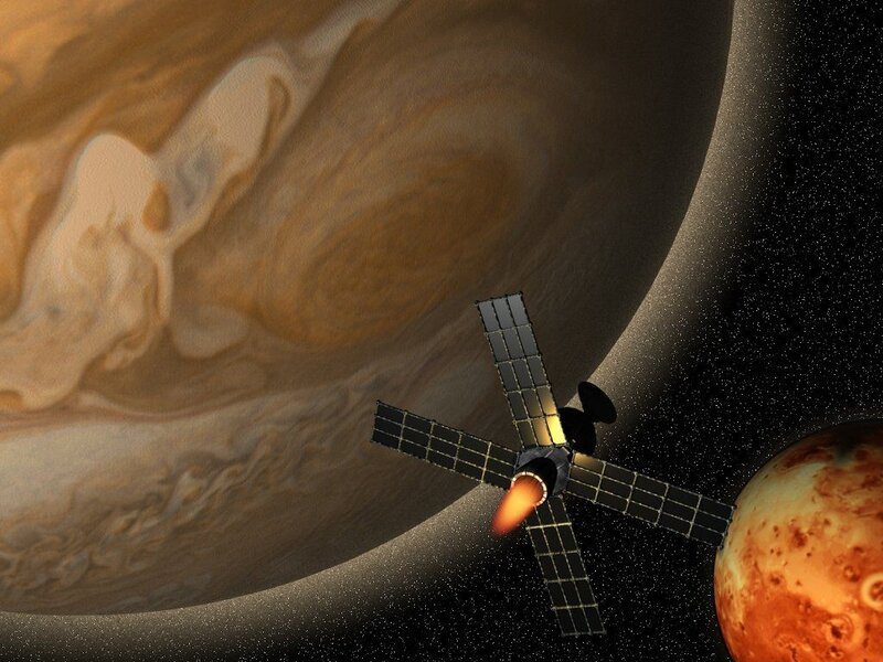 Spacecraft Near Jupiter — Brown, Dramatic, Night