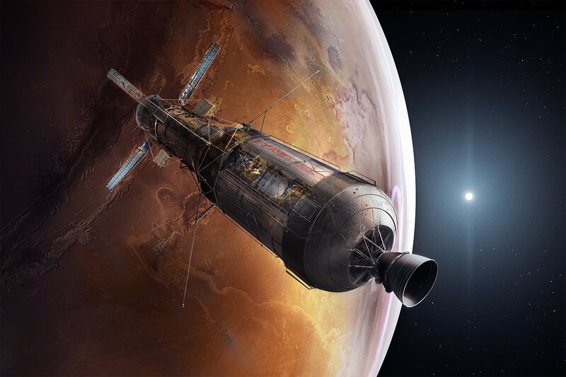 Spacecraft Near Mars — Brown