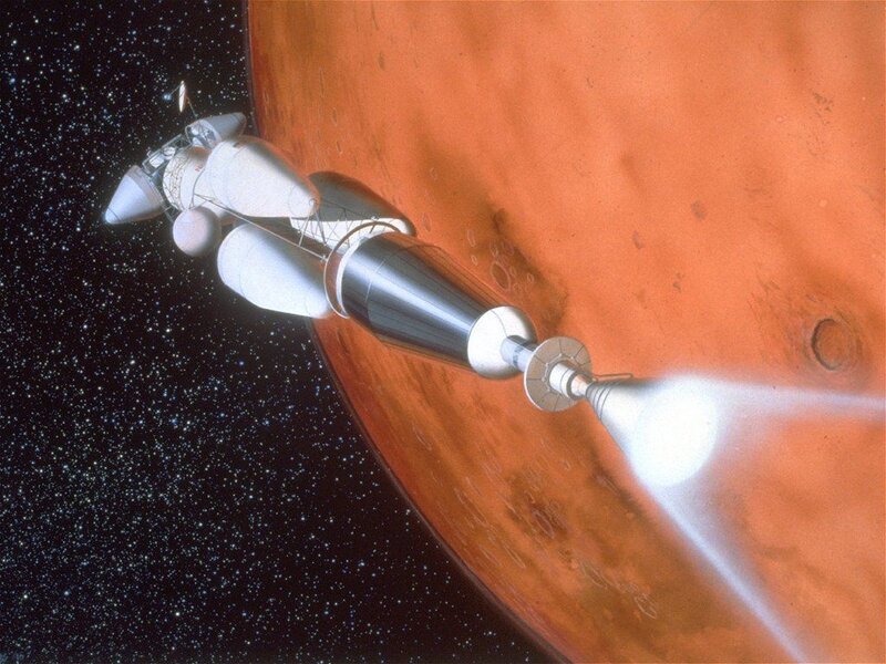 Spacecraft Near Mars — Orange