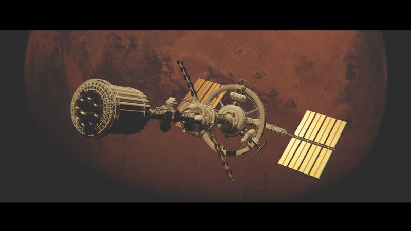 Spacecraft Near Mars — Red