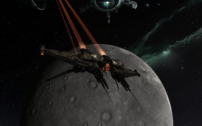 Spacecraft Near Moon — Gray, Dramatic, Night, 3d Render