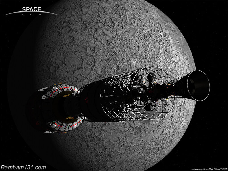 Spacecraft Near Moon — Gray
