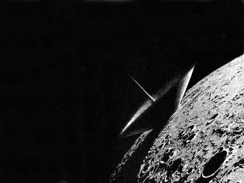 spacecraft near moon surface