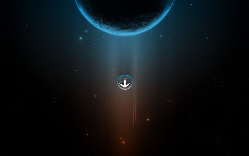 Spacecraft Near Planet — Blue, Dramatic, Night, Digital Art, Stars