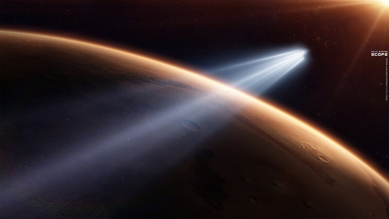 Spacecraft Near Planet — Brown, Dramatic