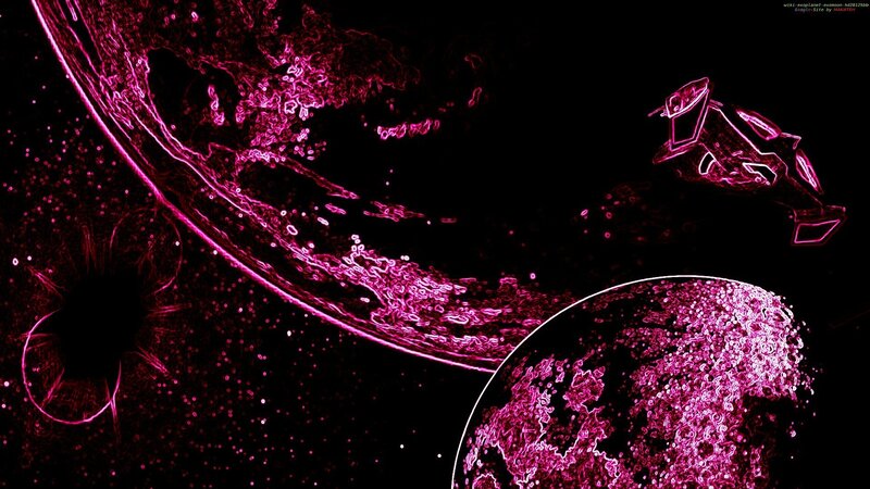 Spacecraft Near Planet — Pink, Dramatic
