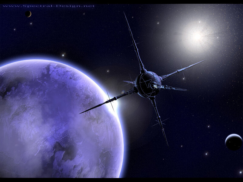Spacecraft Near Planet — Purple