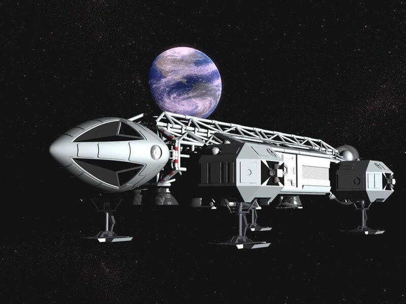 Spacecraft Near Planet — White