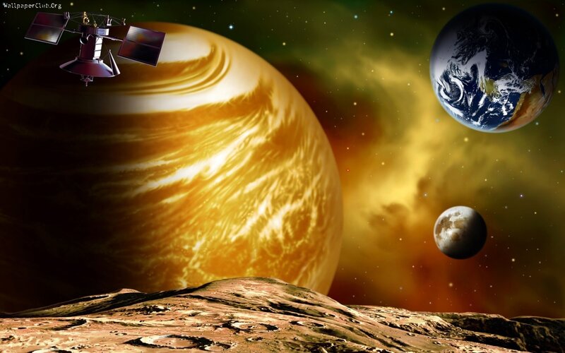 Spacecraft Near Planet — Yellow