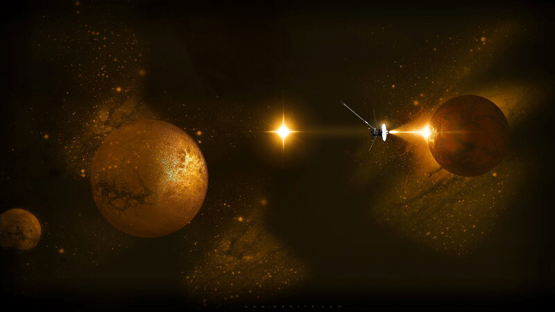 Spacecraft Near Planets — Black