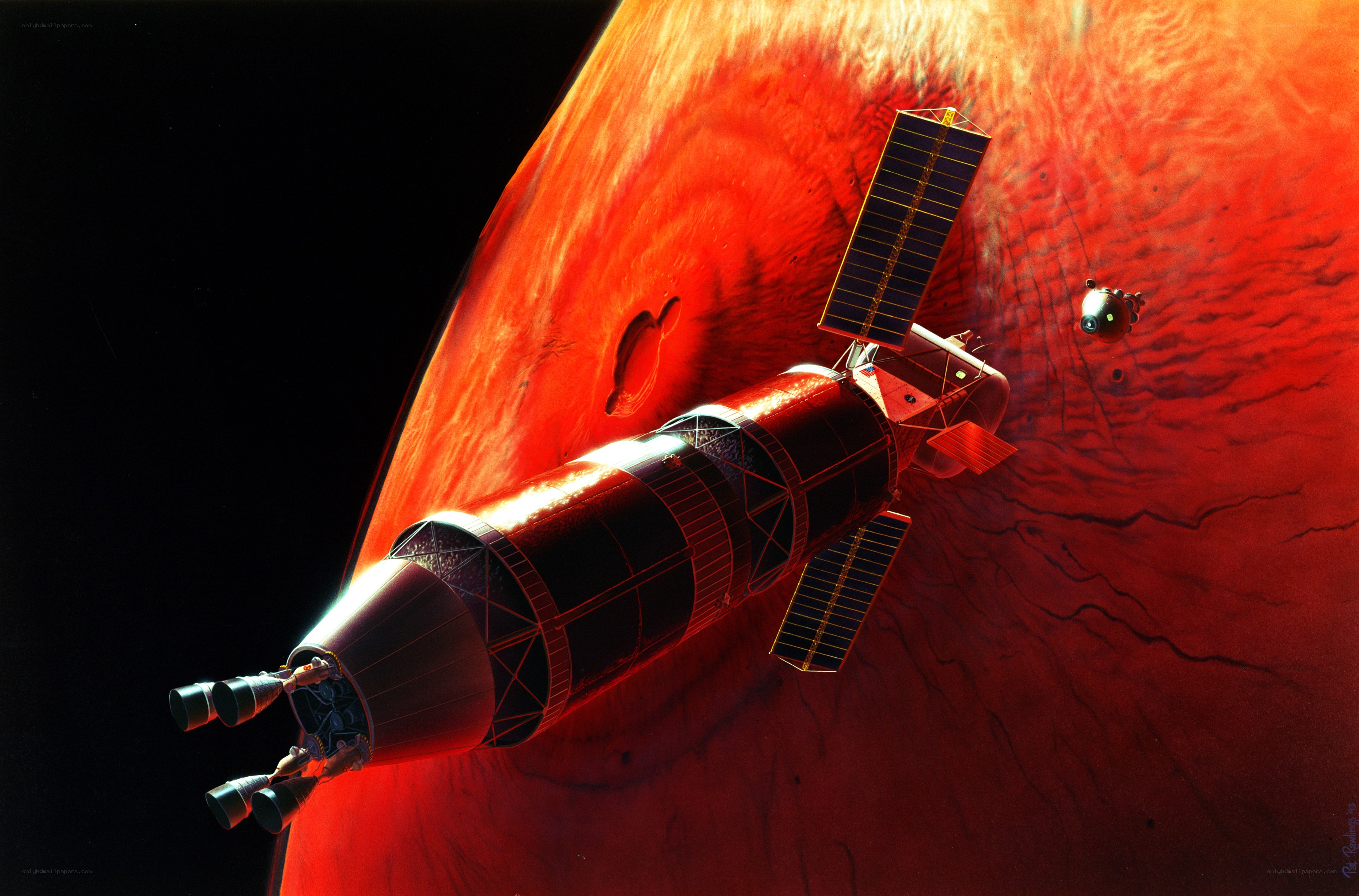 Spacecraft near red planet
