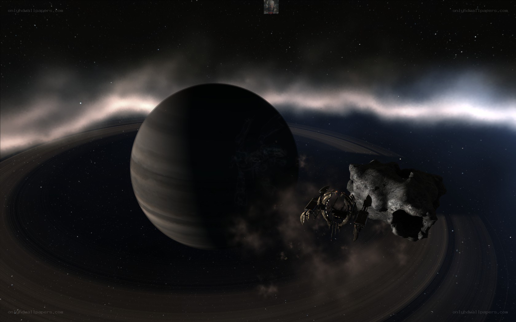 spacecraft near ringed planet