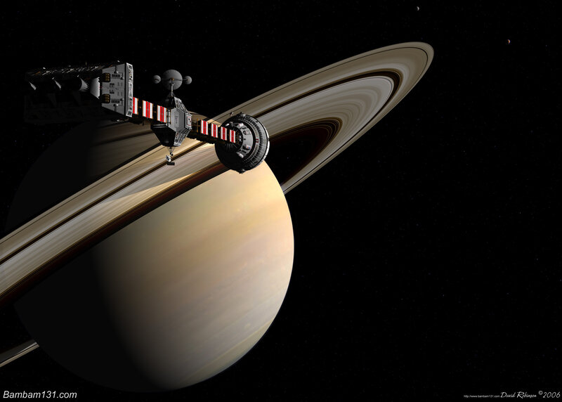 Spacecraft Near Saturn — Black