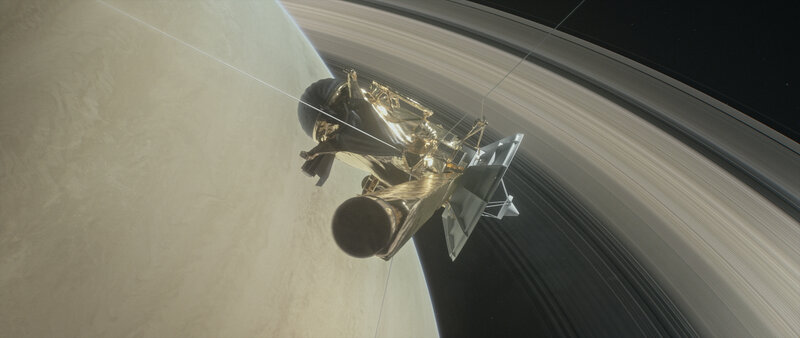 Spacecraft Near Saturn — Gray, Dramatic
