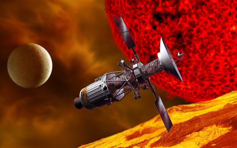 Spacecraft near Venus and Sun