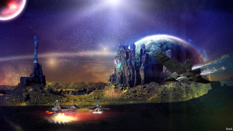 Spacecraft on alien planet