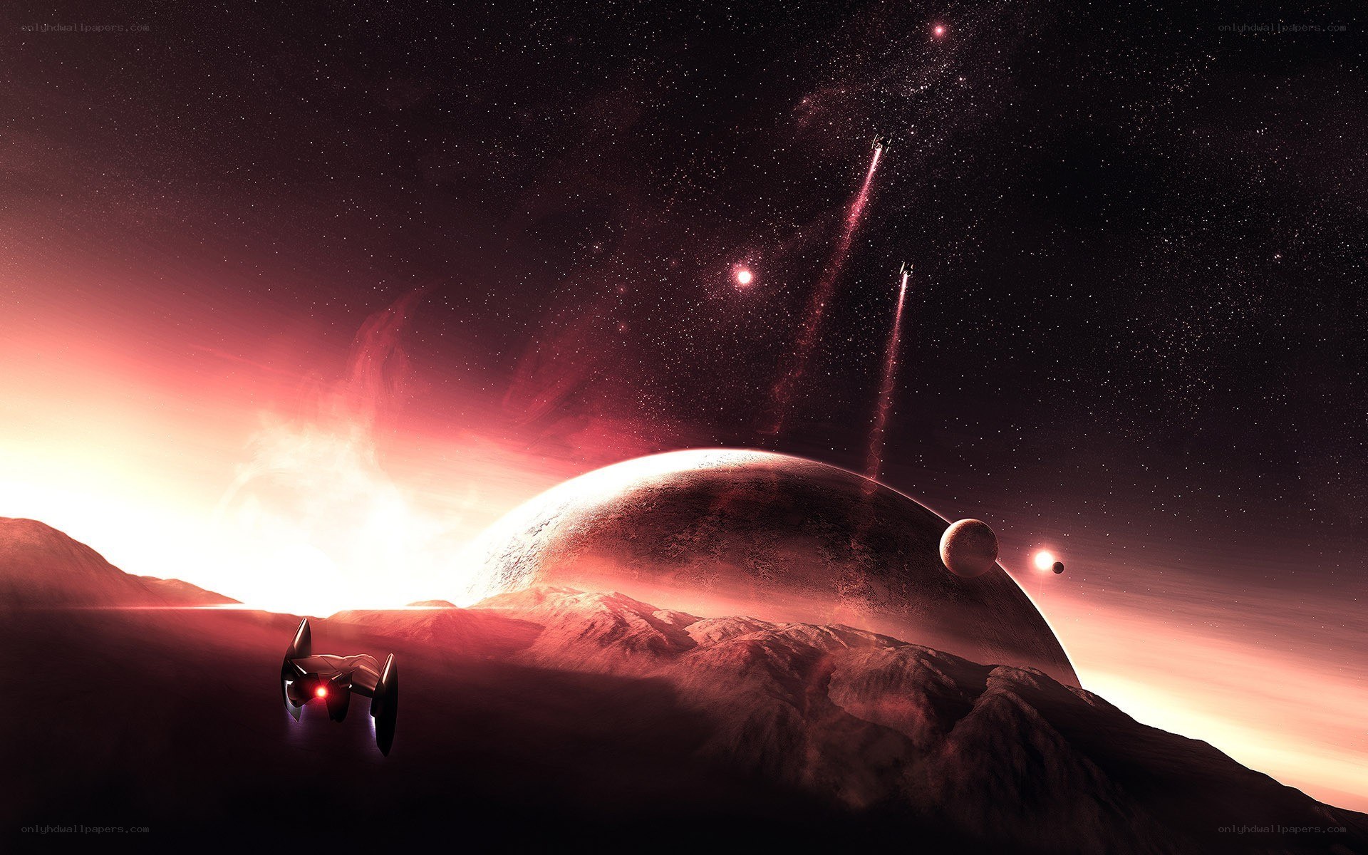 spacecraft on alien planet