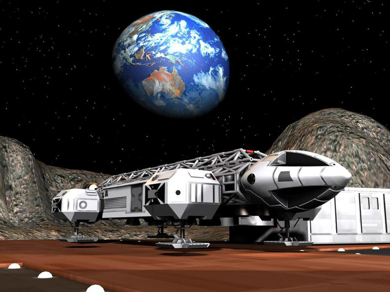 Spacecraft on Asteroid — Gray