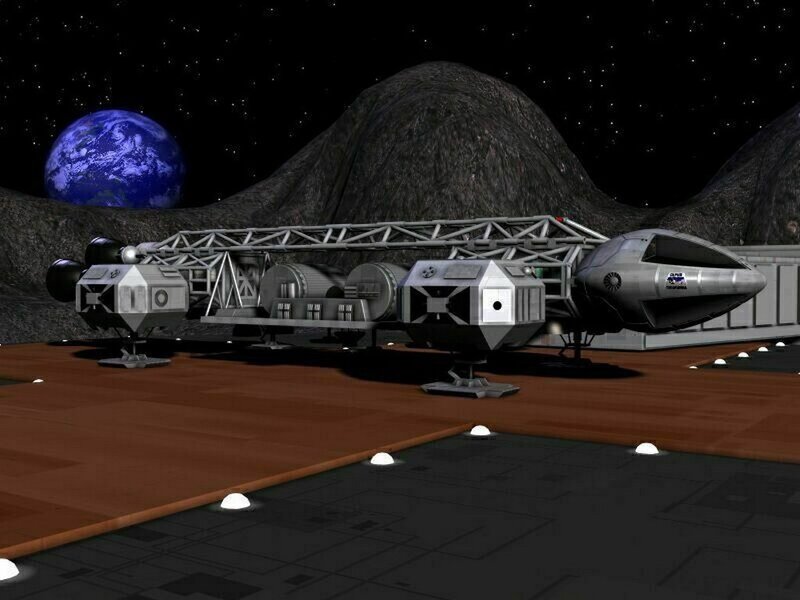 Spacecraft on Moon Base