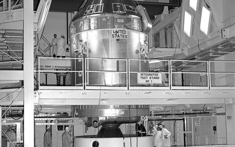 Spacecraft on test stand