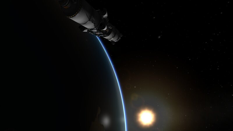 Spacecraft Orbiting Planet — Black