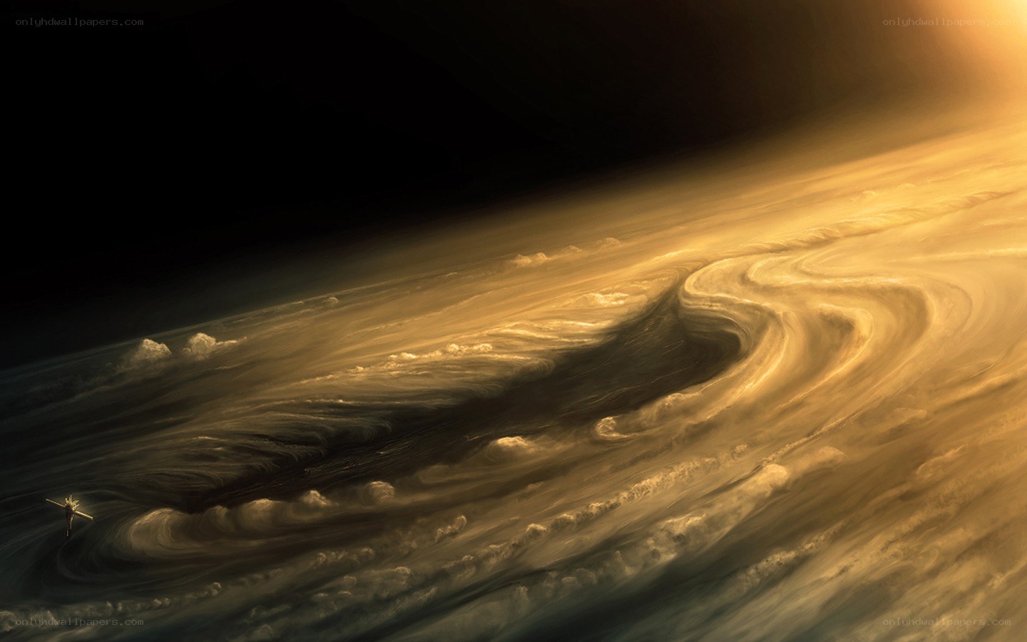 Spacecraft over a gas giant