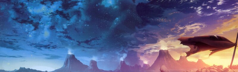 spacecraft over alien landscape