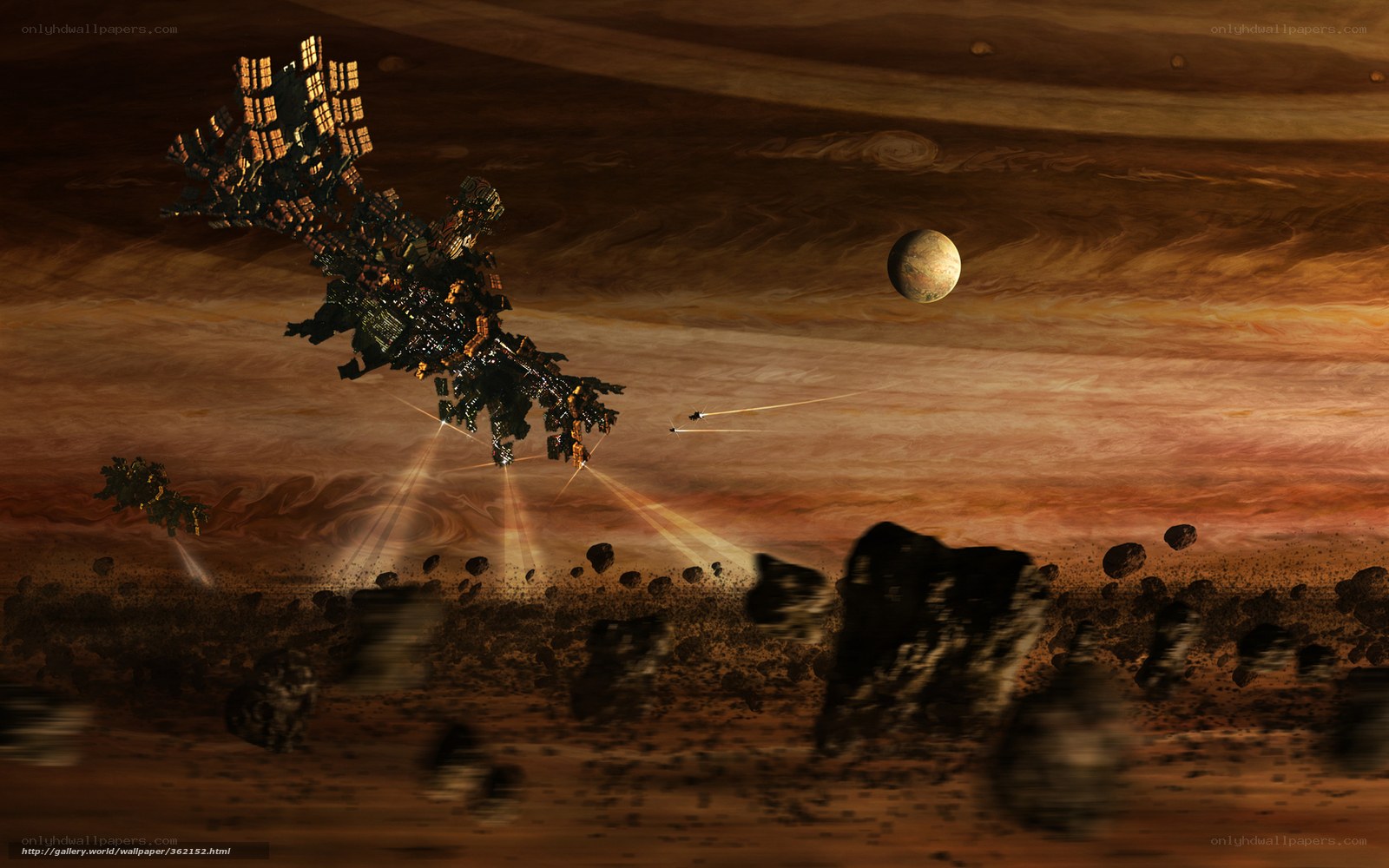 Spacecraft over alien planet