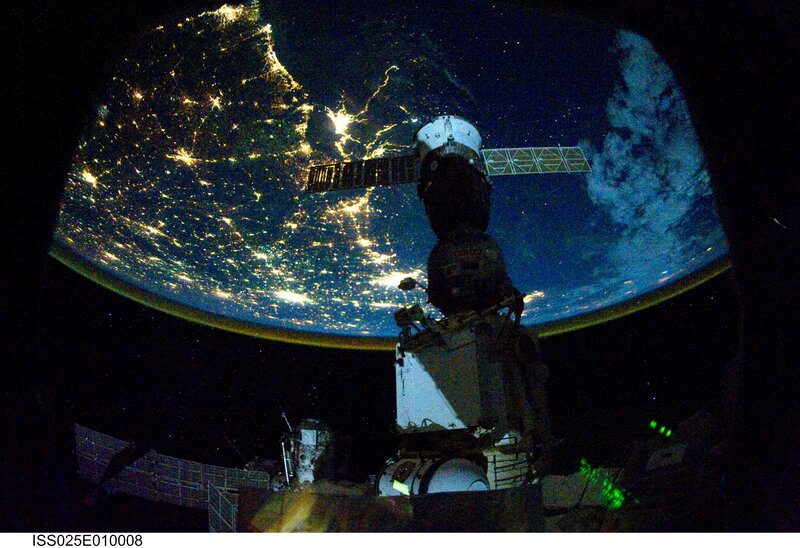 Spacecraft over Earth — Black