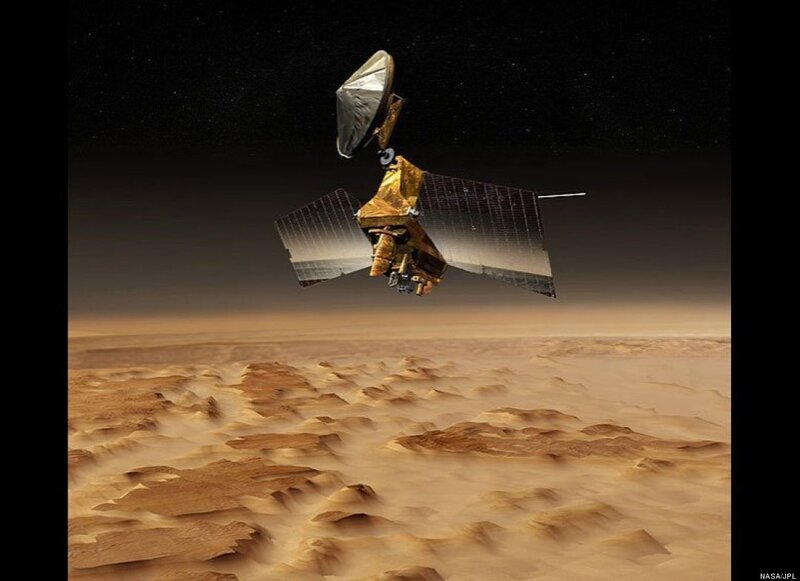 Spacecraft over Mars