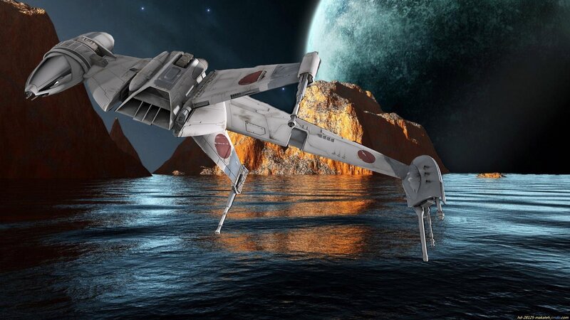 Spacecraft over Water — Blue