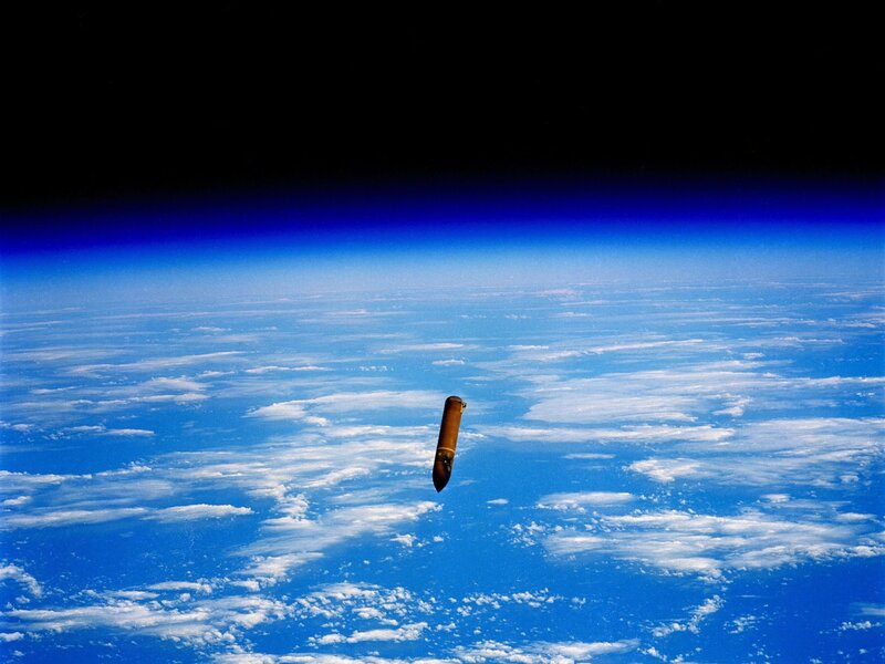 Spacecraft re-entry over Earth