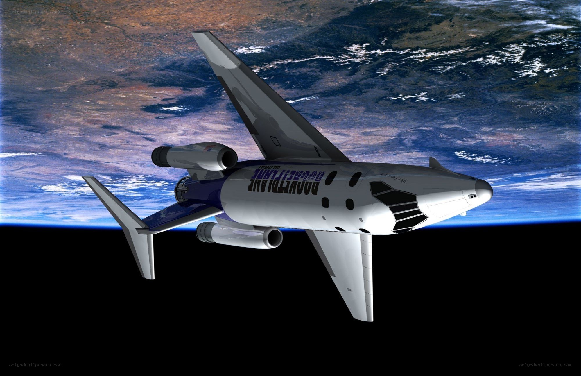 Spaceplane above Earth