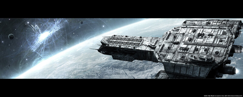 Spaceship above a planet